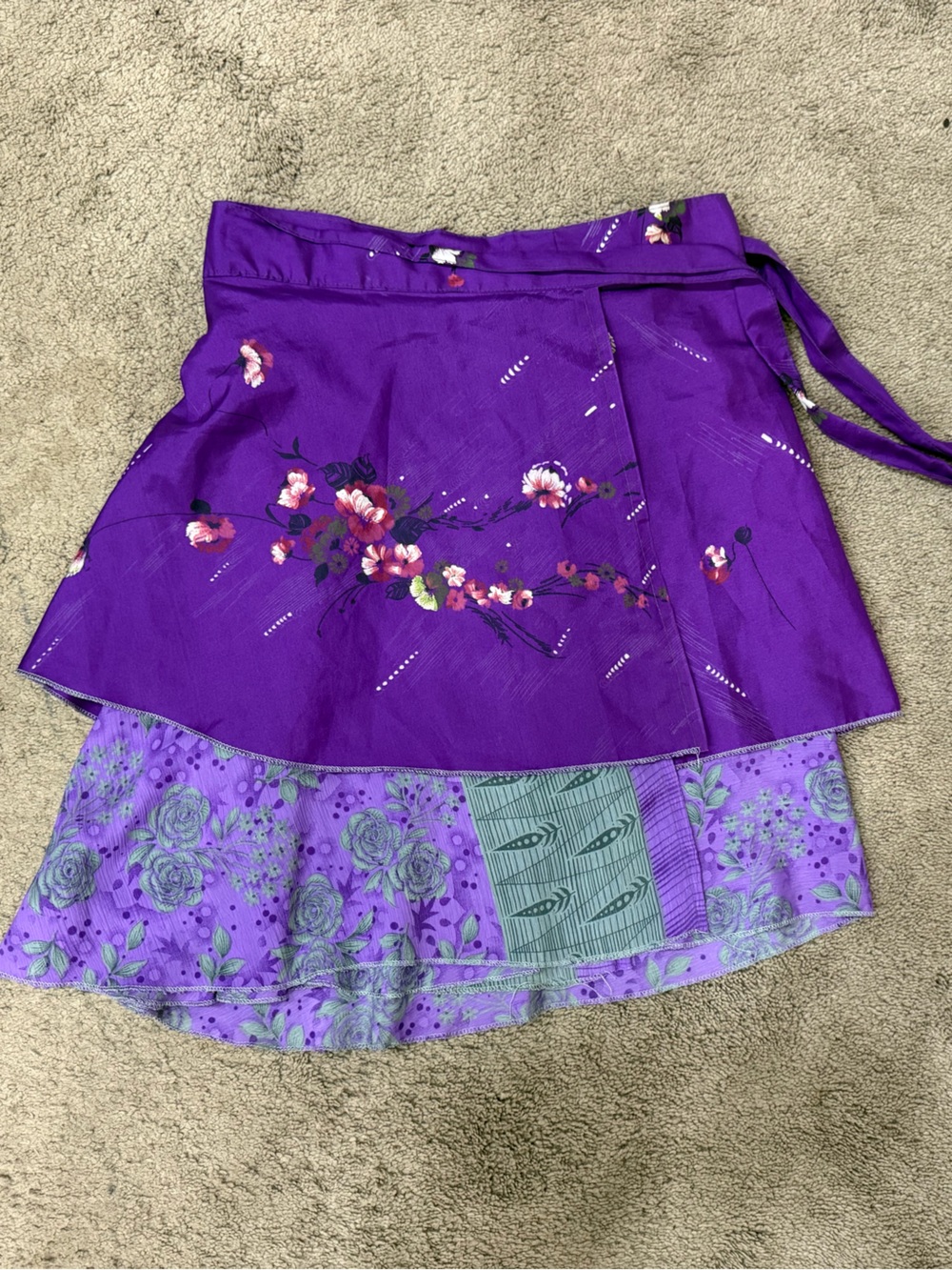 EARTHBOUND Purple Floral Wrap Skirt with Layered Panels
